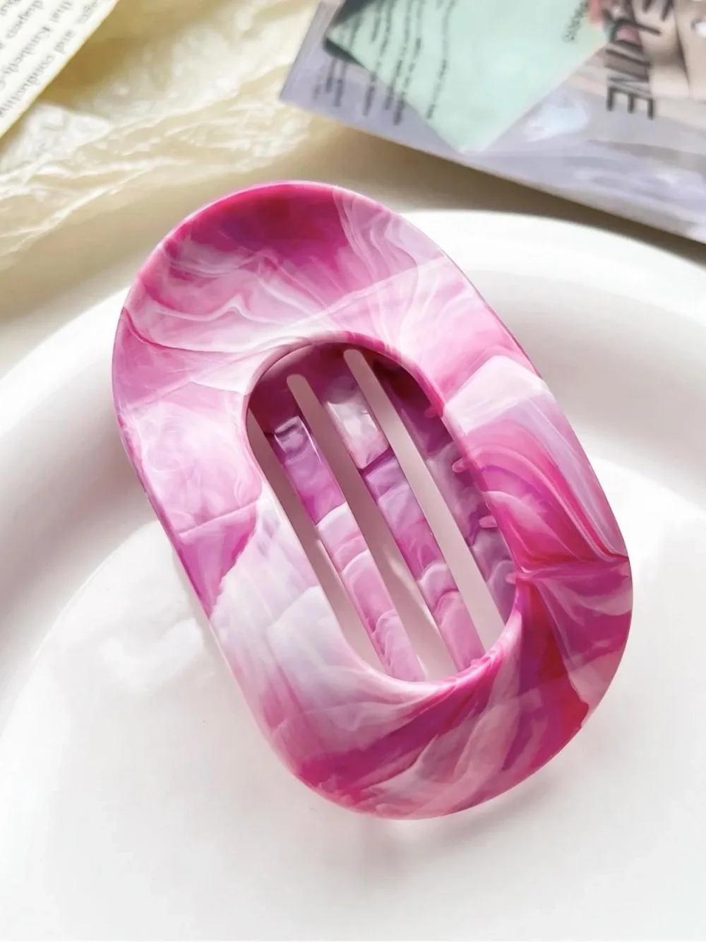 Marble  Oval Hair Claw Clip PICK 1